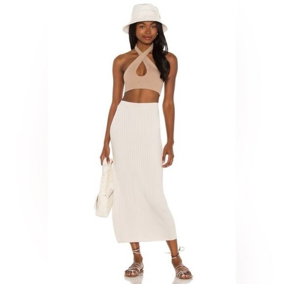 Free People Beach To Night Midi Skirt Ribbed Knit - Picture 1 of 11